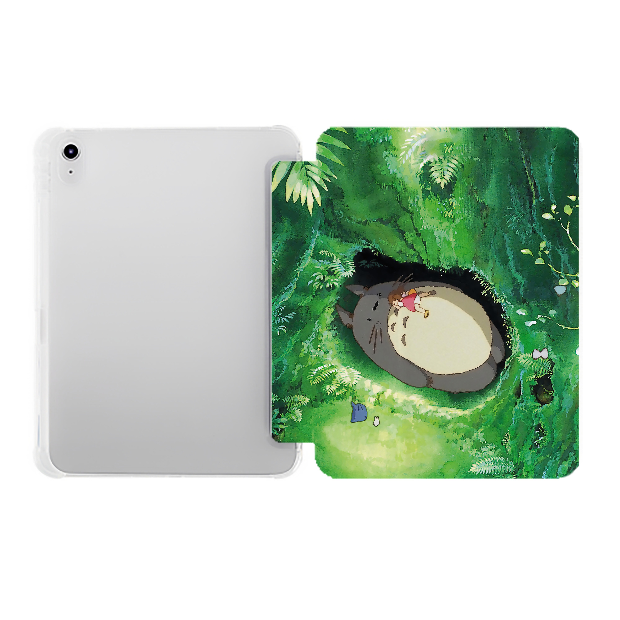 （画像用） となりのトトロ 草壁メイ 草壁サツキ My Neighbor Totoro Satsuki Kusakabe Mei Kusakabe IPad ケース ペン収納付き 三つ折りスタンド PUレザー×シリコン 対応機種9.5/10.5/10.9インチ